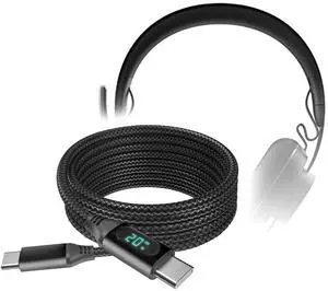 BoxWave Cable Compatible with Logitech Zone 900 Headset - PowerDisplay PD Cable (6ft) - USB-C to USB-C (100W), LED Wattage Info Extra Long Braided Nylon - Jet Black BoxWave Cable Compatible with Logitech Zone 900 Headset - PowerDisplay PD Cable (6ft) - USB-C to USB-C (100W), LED Wattage Info Extra Long Braided Nylon - Jet Black