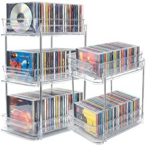 IPENP Clear CD Organizer, 3-Tier Sliding Drawer Storage Shelf - Holds 72 CDs, Versatile Organizer for VCDs DVDs CDs, Cosmetics, Cups (3-Tier) IPENP Clear CD Organizer, 3-Tier Sliding Drawer Storage Shelf - Holds 72 CDs, Versatile Organizer for VCDs DVDs CDs, Cosmetics, Cups (3-Tier)