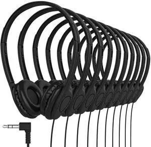 Maeline Kids Headphones for School Classroom K-12, Library, Museum, Travel, On Ear Stereo Headset with Adjustable Band & Faux Leather Cushions - 3.5mm Plug - 100 Pack - Black Maeline Kids Headphones for School Classroom K-12, Library, Museum, Travel, On Ear Stereo Headset with Adjustable Band & Faux Leather Cushions - 3.5mm Plug - 100 Pack - Black