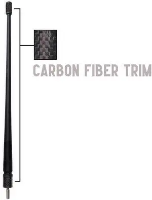 Votex - 13 3/4 Inch Short Flexible Rubber Antenna - USA Stainless Steel Threading - Black Carbon Fiber Trim - Tuned Internal Copper Coil - Part Number A601-6M-15 Votex - 13 3/4 Inch Short Flexible Rubber Antenna - USA Stainless Steel Threading - Black Carbon Fiber Trim - Tuned Internal Copper Coil - Part Number A601-6M-15