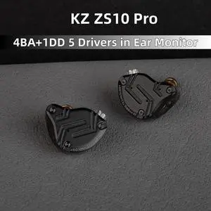 KZ ZS10 PRO in Ear Monitor Headphones, 4BA+1DD 5 Hybrid Driver Gaming Earbuds Wired Earphones, HiFi Clarity Sound Immersive Bass IEMs for Gaming Musician Audiophile (Matte Black Without Microphone) KZ ZS10 PRO in Ear Monitor Headphones, 4BA+1DD 5 Hybrid Driver Gaming Earbuds Wired Earphones, HiFi Clarity Sound Immersive Bass IEMs for Gaming Musician Audiophile (Matte Black Without Microphone)