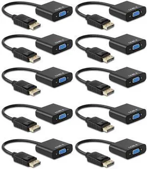 Ankey Display Port to VGA Adapter, Gold-Plated DisplayPort DP to VGA Converter (Male to Female) for Computer, Desktop, Laptop, PC, Monitor, Projector, HDTV (10Pcs) Ankey Display Port to VGA Adapter, Gold-Plated DisplayPort DP to VGA Converter (Male to Female) for Computer, Desktop, Laptop, PC, Monitor, Projector, HDTV (10Pcs)
