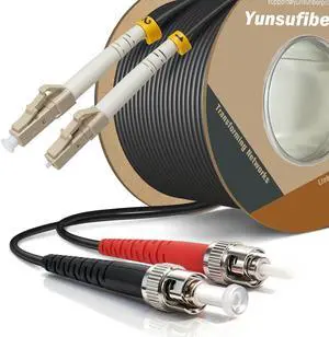 Yunsufiberpro 75m / 246ft OFNR 5.0mm Diameter OM1 Multimode Fiber Cable LC to ST, Riser Rated LC/ST Fiber Optic Patch Cord, Duplex 62.5/125 MMF Optical Jumper, Black Yunsufiberpro 75m / 246ft OFNR 5.0mm Diameter OM1 Multimode Fiber Cable LC to ST, Riser Rated LC/ST Fiber Optic Patch Cord, Duplex 62.5/125 MMF Optical Jumper, Black