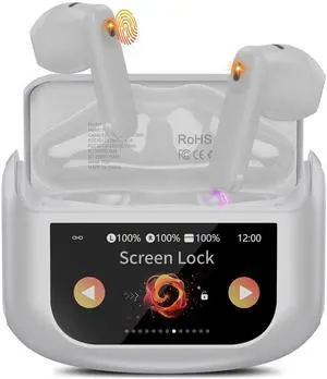 Wireless Earbuds, Bluetooth 5.4 Headphones with Multifunctional Touch Screen, 48H Bass Stereo Ear Buds with ANC/ENC Noise Cancelling/Transparency Mode, IPX7 Earphones with 5 EQ Modes, Rock Gray Wireless Earbuds, Bluetooth 5.4 Headphones with Multifunctional Touch Screen, 48H Bass Stereo Ear Buds with ANC/ENC Noise Cancelling/Transparency Mode, IPX7 Earphones with 5 EQ Modes, Rock Gray