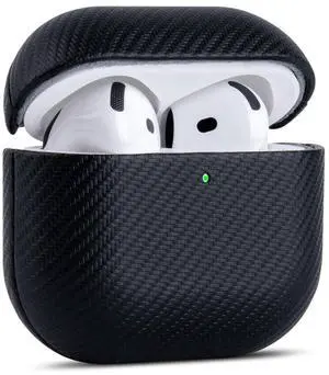 Haobobro for AirPods 4 Case Cover - Selected Vegan Leather, Carbon Fibre Texture, Handmade Drop Protective Hard Cover, Qi and MagSafe Charging Compatible - AirPods 4th Generation Case - Black Haobobro for AirPods 4 Case Cover - Selected Vegan Leather, Carbon Fibre Texture, Handmade Drop Protective Hard Cover, Qi and MagSafe Charging Compatible - AirPods 4th Generation Case - Black