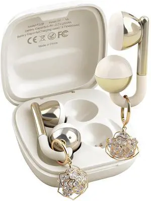 Soinf Open Earphones with Exquisite Earrings, Women's Bluetooth Wireless Earphones with Noise Reduction, Suitable for Work, Fitness, Sports, Daily wear, Gifts (White with Camellia Earrings) Soinf Open Earphones with Exquisite Earrings, Women's Bluetooth Wireless Earphones with Noise Reduction, Suitable for Work, Fitness, Sports, Daily wear, Gifts (White with Camellia Earrings)