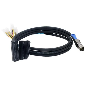 AoQhir Mini SAS HD SFF 8644 to 4* SAS 8482 29P Server Cable with Power 6Gbps High Speed 28AWG Copper Wire Data Transfer Cord (1M) AoQhir Mini SAS HD SFF 8644 to 4* SAS 8482 29P Server Cable with Power 6Gbps High Speed 28AWG Copper Wire Data Transfer Cord (1M)