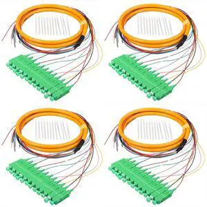 Duogalia 4-Pack SC/APC Fiber Optic Pigtail, 1.2m 12 Strand SingleMode 9/125 Fiber Pigtail, 12 Color-Coded Fiber Patch Cords for Fusion Splicing Duogalia 4-Pack SC/APC Fiber Optic Pigtail, 1.2m 12 Strand SingleMode 9/125 Fiber Pigtail, 12 Color-Coded Fiber Patch Cords for Fusion Splicing