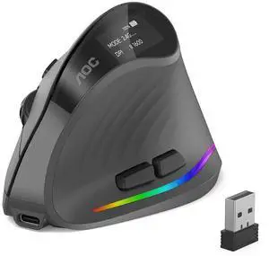 AOC 2.4GHz Ergonomic Mouse, Wireless Bluetooth Vertical Mouse for Work, 4800 DPI Optical Tracking, 5 Adjustable DPI, Quiet Clicks, RGB Light, Compatible with Computer, Laptop, PC, Mac, Desktop AOC 2.4GHz Ergonomic Mouse, Wireless Bluetooth Vertical Mouse for Work, 4800 DPI Optical Tracking, 5 Adjustable DPI, Quiet Clicks, RGB Light, Compatible with Computer, Laptop, PC, Mac, Desktop