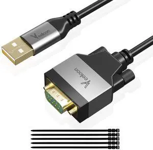 Veeloon USB 2.0 to Serial Adapter (FTDI Chipset), 20 FT USB A to RS232 Male DB9 Pin Converter Serial Cable with Cable Ties for Windows 11, 10, 8.1, 8, 7, Vista, XP, 2000, Linux and Mac OS X, macOS Veeloon USB 2.0 to Serial Adapter (FTDI Chipset), 20 FT USB A to RS232 Male DB9 Pin Converter Serial Cable with Cable Ties for Windows 11, 10, 8.1, 8, 7, Vista, XP, 2000, Linux and Mac OS X, macOS