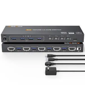 KVM Switch HDMI 4K@60Hz,KVM Switches with Simulation EDID for 4 Computers Share 1 Monitor and 4 USB3.0 Devices,Wired Remote and USB Cables,Power Adapter Included KVM Switch HDMI 4K@60Hz,KVM Switches with Simulation EDID for 4 Computers Share 1 Monitor and 4 USB3.0 Devices,Wired Remote and USB Cables,Power Adapter Included