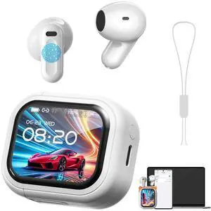 NE20 Real-Time AI Translation Earbuds, 2026 Audifonos Traductores Ingles Espanol Headphones, LCD Touch Screen Bluetooth 6.0, 135 Languages 3-in-1 Music/Call, 60H Playtime for Travel Business (White) NE20 Real-Time AI Translation Earbuds, 2026 Audifonos Traductores Ingles Espanol Headphones, LCD Touch Screen Bluetooth 6.0, 135 Languages 3-in-1 Music/Call, 60H Playtime for Travel Business (White)