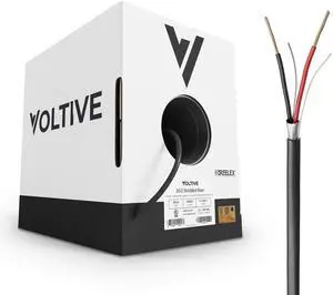 Voltive 20/2 Shielded Low Voltage Wire, Riser CL3R, Black, 1000ft - 20AWG, 2 Conductors, Overall Shield, Stranded Bare Copper, UL Listed - V-1304-2 Voltive 20/2 Shielded Low Voltage Wire, Riser CL3R, Black, 1000ft - 20AWG, 2 Conductors, Overall Shield, Stranded Bare Copper, UL Listed - V-1304-2