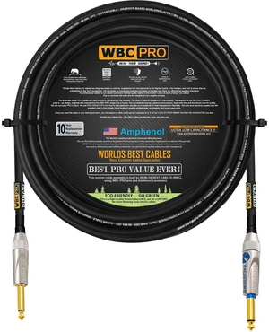 25 Foot - WBC-PRO-Guitar 20 AWG - Low-Cap (18pF/ft) Pro-Grade Graphite-Based - Dual-Shielded Guitar Bass Instrument Cable w/Amphenol Straight - Straight (Silent) Inch (6.35mm) Gold TS Plugs 25 Foot - WBC-PRO-Guitar 20 AWG - Low-Cap (18pF/ft) Pro-Grade Graphite-Based - Dual-Shielded Guitar Bass Instrument Cable w/Amphenol Straight - Straight (Silent) Inch (6.35mm) Gold TS Plugs