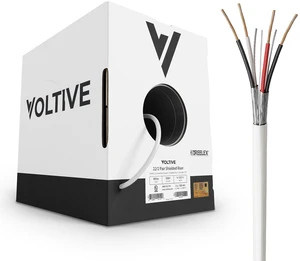 Voltive 22/2 Pair Shielded Low Voltage Wire, Riser CL3R, White, 500ft - 22AWG, 2 Shielded Twisted Pairs, Stranded Bare Copper, UL Listed - V-1257-1 Voltive 22/2 Pair Shielded Low Voltage Wire, Riser CL3R, White, 500ft - 22AWG, 2 Shielded Twisted Pairs, Stranded Bare Copper, UL Listed - V-1257-1