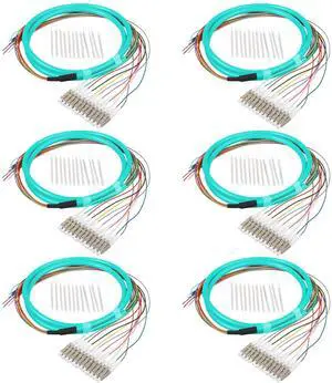 Duogalia 6-Pack LC/OM3 Fiber Optic Pigtail, 1.2m 12 Strand Multimode 50/125 Fiber Pigtail, 12 Color-Coded Fiber Patch Cords for Fusion Splicing Duogalia 6-Pack LC/OM3 Fiber Optic Pigtail, 1.2m 12 Strand Multimode 50/125 Fiber Pigtail, 12 Color-Coded Fiber Patch Cords for Fusion Splicing
