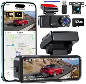 Dash Cam Front and Rear, 4K Dash Cam Built-in 5.8G WiFi GPS ADAS, 3.2" IPS Screen Dash Camera for Cars with Free 32GB Card,G-Sensor,Loop Recording,WDR,Night Vision Dashboard Camera Dash Cam Front and Rear, 4K Dash Cam Built-in 5.8G WiFi GPS ADAS, 3.2" IPS Screen Dash Camera for Cars with Free 32GB Card,G-Sensor,Loop Recording,WDR,Night Vision Dashboard Camera