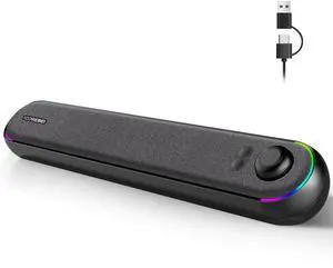 Desktop Computer Speakers, Stereo Soundbar, Bluetooth 5.3, USB/USB-C Power and Audio Transmission, Plug-and-Play, Compatible with PC, Mac, Laptops, Monitors, RGB Lighting, Wired Gaming Speakers Desktop Computer Speakers, Stereo Soundbar, Bluetooth 5.3, USB/USB-C Power and Audio Transmission, Plug-and-Play, Compatible with PC, Mac, Laptops, Monitors, RGB Lighting, Wired Gaming Speakers