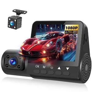 3 Channel Dash Cam 1080P Front and Rear Dash Camera for Cars Mini Dashcam Night Vision, Loop Recording, 24H Parking Mode, Waterproof 3 Channel Dash Cam 1080P Front and Rear Dash Camera for Cars Mini Dashcam Night Vision, Loop Recording, 24H Parking Mode, Waterproof