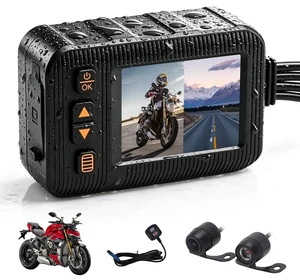 Motorcycle 1080P Dash Cam Front and Rear Dual Lens, IP67 Waterproof HD DVR with HDR,G-Sensor, Motorbike Cam Loop Recording,4 Screen Switching Modes,Wired Remote,150 Wide-Angle,Moto Camera for Riding Motorcycle 1080P Dash Cam Front and Rear Dual Lens, IP67 Waterproof HD DVR with HDR,G-Sensor, Motorbike Cam Loop Recording,4 Screen Switching Modes,Wired Remote,150 Wide-Angle,Moto Camera for Riding