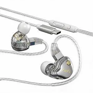 In Ear Monitor Headphones, HiFi Wired Earbuds, Gaming Earbuds, Hybrid IEM Earphones with Detachable 4N OFC Cable, Type C Wired Gaming Earbuds, Clear Sound & Deep Bass (With Mic) (Silver, Type-C) In Ear Monitor Headphones, HiFi Wired Earbuds, Gaming Earbuds, Hybrid IEM Earphones with Detachable 4N OFC Cable, Type C Wired Gaming Earbuds, Clear Sound & Deep Bass (With Mic) (Silver, Type-C)