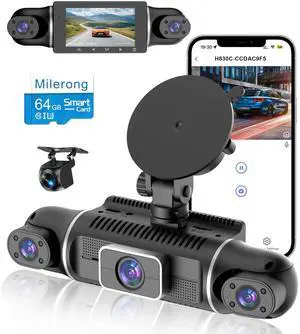 4 Channel Dash Cam Front and Rear Inside Left Right, 360 Dash Camera with 5GHz WiFi & App Control, 24H Parking Monitor, Super Night Vision, G-Sensor, Loop Recording, 64GB SD Card Included 4 Channel Dash Cam Front and Rear Inside Left Right, 360 Dash Camera with 5GHz WiFi & App Control, 24H Parking Monitor, Super Night Vision, G-Sensor, Loop Recording, 64GB SD Card Included