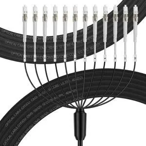 FLYPROFiber- OM3 LC to LC 12 Strands Outdoor Armored Fiber Patch Cable, Direct Burial, 12 Core Fiber Optic Cable, Multimode Industrial TPU, 10GB/40GB 50/125um MMF, OD-5mm,15m/49ft FLYPROFiber- OM3 LC to LC 12 Strands Outdoor Armored Fiber Patch Cable, Direct Burial, 12 Core Fiber Optic Cable, Multimode Industrial TPU, 10GB/40GB 50/125um MMF, OD-5mm,15m/49ft