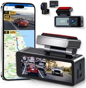 4K Dual Dash Cam Front and Rear for Cars,5G WiFi,APP Control,Free 64GB Card,3.12" IPS 4K 3840 * 2160P/FHD Dash Camera,GPS,G-Sensor,24H Parking Mode,Loop Recording 4K Dual Dash Cam Front and Rear for Cars,5G WiFi,APP Control,Free 64GB Card,3.12" IPS 4K 3840 * 2160P/FHD Dash Camera,GPS,G-Sensor,24H Parking Mode,Loop Recording