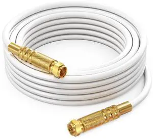 Maximm RG6 COAXIAL Cable - Quad Shielded, 50ft / White Non-Oxygen Copper Cable Wire for TV, Internet & More - Flexible Coax Cable Cord Maximm RG6 COAXIAL Cable - Quad Shielded, 50ft / White Non-Oxygen Copper Cable Wire for TV, Internet & More - Flexible Coax Cable Cord