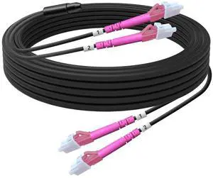 OM4 LC to LC Outdoor Fiber Patch Cable 100M/328FT, Duplex Multimode Armored Fiber Optic Cable Cord, 40G/100G Direct Burial Industrial TPU 50/125m LC Jumper, OD-5mm OM4 LC to LC Outdoor Fiber Patch Cable 100M/328FT, Duplex Multimode Armored Fiber Optic Cable Cord, 40G/100G Direct Burial Industrial TPU 50/125m LC Jumper, OD-5mm