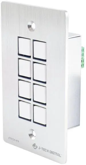 J-Tech Digital 8-Button Control Panel Wall Plate with Programmable LED Buttons, RS-232, RS-458, Relay and IR Control (JTECH-P8) J-Tech Digital 8-Button Control Panel Wall Plate with Programmable LED Buttons, RS-232, RS-458, Relay and IR Control (JTECH-P8)