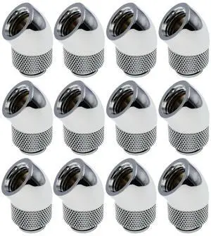 dracaena.io 12 Pack G1/4" 45 Rotary 360 Swivel Fitting, Male to Female Extender Adapter for PC Water Cooling Loop, Computer Liquid Cooling Fittings, Silver dracaena.io 12 Pack G1/4" 45 Rotary 360 Swivel Fitting, Male to Female Extender Adapter for PC Water Cooling Loop, Computer Liquid Cooling Fittings, Silver