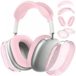 4 in 1 Silicone Case for AirPods Max(2024/2020),Clear Soft TPU Ear Cups Cover/Ear Pad Case/Headband Covers for AirPods Max,Transparent Accessories for Apple AirPod Max (USB-C),Glitter Pink 4 in 1 Silicone Case for AirPods Max(2024/2020),Clear Soft TPU Ear Cups Cover/Ear Pad Case/Headband Covers for AirPods Max,Transparent Accessories for Apple AirPod Max (USB-C),Glitter Pink