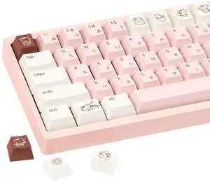 TICKTYYPE Milk Strawberry Cute Pink Keycaps, 134 Keys PBT Dye-Sublimation Keycaps, Cherry Profile Japanese Keycap, Compatible with 60% 65% 75% 80% 100% Mechanical Keyboard TICKTYYPE Milk Strawberry Cute Pink Keycaps, 134 Keys PBT Dye-Sublimation Keycaps, Cherry Profile Japanese Keycap, Compatible with 60% 65% 75% 80% 100% Mechanical Keyboard