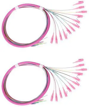 fyboptwu - 12 Fibers LC OM4 Multimode (MM) Fiber Optic Pigtail for Engineering Network Fiber Access,1.2mm Length, 2 Packs fyboptwu - 12 Fibers LC OM4 Multimode (MM) Fiber Optic Pigtail for Engineering Network Fiber Access,1.2mm Length, 2 Packs