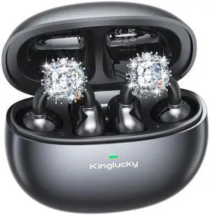 Kinglucky Jewelry-Inspired Clip-On Earbuds with Diamond Earrings, Comfortable Fit & 40H Playtime Open Ear Bluetooth 5.4 Wireless Headphones for Women, Small Ears, Sports & Workouts (Black) Kinglucky Jewelry-Inspired Clip-On Earbuds with Diamond Earrings, Comfortable Fit & 40H Playtime Open Ear Bluetooth 5.4 Wireless Headphones for Women, Small Ears, Sports & Workouts (Black)