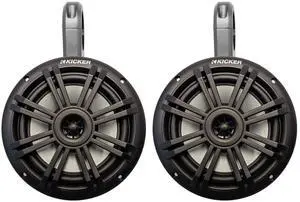 KICKER Black Single Wakeboard Tower System with Pair (Qty 2) of Black 6.5" 150 Watt Max Power Marine OEM Replacement Coaxial Boat Audio Speakers KICKER Black Single Wakeboard Tower System with Pair (Qty 2) of Black 6.5" 150 Watt Max Power Marine OEM Replacement Coaxial Boat Audio Speakers