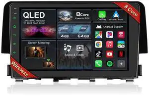 8 core 4GB+64GB Car Stereo for Honda Civic 2016 2017 2018 2019 2020 2021, 9 Inch Touch Screen Wireless Carplay Andriod Auto, 5G Wi-Fi Bluetooth GPS SWC DSP FM 8 core 4GB+64GB Car Stereo for Honda Civic 2016 2017 2018 2019 2020 2021, 9 Inch Touch Screen Wireless Carplay Andriod Auto, 5G Wi-Fi Bluetooth GPS SWC DSP FM