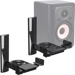 FDM Universal Speaker Wall Mount One Pair of Side Clamping Bookshelf Speaker Mount Bracket with Swivel and Tilt for Sound Speakers (Black) FDM Universal Speaker Wall Mount One Pair of Side Clamping Bookshelf Speaker Mount Bracket with Swivel and Tilt for Sound Speakers (Black)