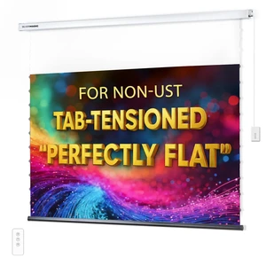 ALR Tensioned Motorized Projector Screen by SilverMagic - Tab Tensioned and Modern Design Gray Screen with White Aluminum case for Home Theater/Living Room/Patio/Office/Classroom - 100 inch 16:9 ALR Tensioned Motorized Projector Screen by SilverMagic - Tab Tensioned and Modern Design Gray Screen with White Aluminum case for Home Theater/Living Room/Patio/Office/Classroom - 100 inch 16:9