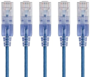 Monoprice Cat6A Ethernet Patch Cable - Snagless RJ45, 550Mhz, 10G, UTP, Pure Bare Copper Wire, 30AWG, 5-Pack, 10 Feet, Blue - SlimRun Series Monoprice Cat6A Ethernet Patch Cable - Snagless RJ45, 550Mhz, 10G, UTP, Pure Bare Copper Wire, 30AWG, 5-Pack, 10 Feet, Blue - SlimRun Series