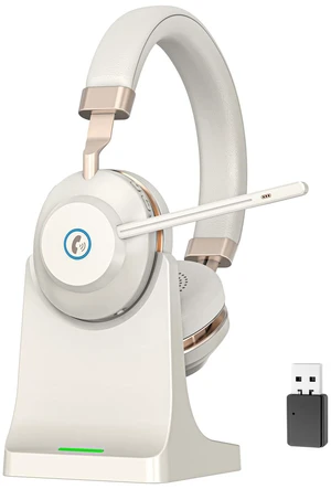 Wireless Headset with Mic for Work, V5.2 Bluetooth Headset with Microphone Noise Canceling & Charging Base, Wireless Headphones with Mic Mute Button & USB Dongle 45Hrs for Laptop/PC/Call Wireless Headset with Mic for Work, V5.2 Bluetooth Headset with Microphone Noise Canceling & Charging Base, Wireless Headphones with Mic Mute Button & USB Dongle 45Hrs for Laptop/PC/Call