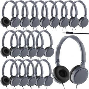 Yunsailing 18 Pack Classroom Headphones Bulk, Wired Headphones,Gray Yunsailing 18 Pack Classroom Headphones Bulk, Wired Headphones,Gray