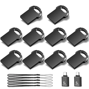 8GB USB 2.0 Mini Metal Flash Drive, EASTBULL 10-Pack with USB-C Adapters 8GB USB 2.0 Mini Metal Flash Drive, EASTBULL 10-Pack with USB-C Adapters
