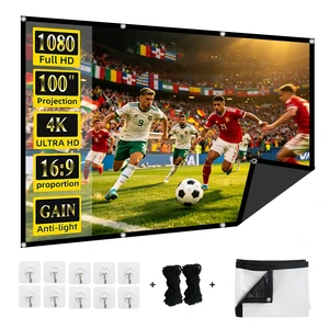 100-inch Projector Screen Upgrade Anti-Light Projection Screen 4K HD 16:9 High Gain Movie Screen with 160 View Angle Indoor Back Absorbs Light Fast Setup for Home Theater Family Party 100-inch Projector Screen Upgrade Anti-Light Projection Screen 4K HD 16:9 High Gain Movie Screen with 160 View Angle Indoor Back Absorbs Light Fast Setup for Home Theater Family Party