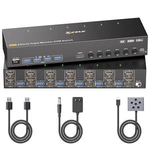 KVM Switch 3 Monitors 6 Computers HDMI + DisplayPort, KCEVE DP Triple Monitor 6 Computer Switcher, 8K@30Hz/4k@144Hz for 6 PC Share 4 Display and USB 3.0 Devices KVM Switch 3 Monitors 6 Computers HDMI + DisplayPort, KCEVE DP Triple Monitor 6 Computer Switcher, 8K@30Hz/4k@144Hz for 6 PC Share 4 Display and USB 3.0 Devices