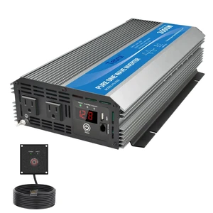 Tebrol 3500W Pure Sine Wave Inverter 12V DC to 120V AC Converter for Home, RV, Truck, Off-Grid Solar Power Inverter with Built-in 5V/2.1A USB, AC Hardwire Port, Remote Controller Tebrol 3500W Pure Sine Wave Inverter 12V DC to 120V AC Converter for Home, RV, Truck, Off-Grid Solar Power Inverter with Built-in 5V/2.1A USB, AC Hardwire Port, Remote Controller