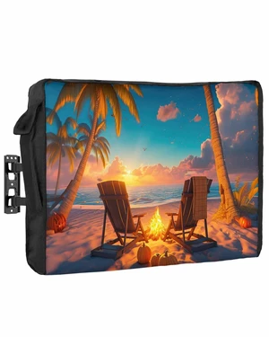 Outdoor TV Cover Fall Sunset Rocking Chair Vacation Beach Waterproof Weatherproof TV Covers for 60 to 65 Inch Outside Flat Screen TV Protector Shield 58"W x 37"H x 4.5"D Outdoor TV Cover Fall Sunset Rocking Chair Vacation Beach Waterproof Weatherproof TV Covers for 60 to 65 Inch Outside Flat Screen TV Protector Shield 58"W x 37"H x 4.5"D