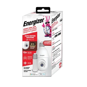 Energizer Smart Socket Camera, 2K QHD Outdoor Light Bulb Security Camera, 5GHz/2.4GHz, Pan & Tilt Auto Motion Tracking, 2-Way Audio, Night Vision, Recording, Alerts, Voice Control with Alexa & Google Energizer Smart Socket Camera, 2K QHD Outdoor Light Bulb Security Camera, 5GHz/2.4GHz, Pan & Tilt Auto Motion Tracking, 2-Way Audio, Night Vision, Recording, Alerts, Voice Control with Alexa & Google