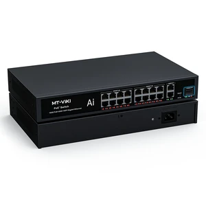 MT-VIKI Full Gigabit PoE Switch, 19-Port IEEE 802.3at/af Unmanaged Network Switch with 300W Total Power (16 PoE+ 30W, 2 Uplink, 1 SFP Fiber), 6KV, AI Watchdog, Port VLAN, Plug & Play MT-VIKI Full Gigabit PoE Switch, 19-Port IEEE 802.3at/af Unmanaged Network Switch with 300W Total Power (16 PoE+ 30W, 2 Uplink, 1 SFP Fiber), 6KV, AI Watchdog, Port VLAN, Plug & Play